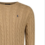Polo Ralph Lauren Cotton Cable-Knit Logo Sweater in Brown