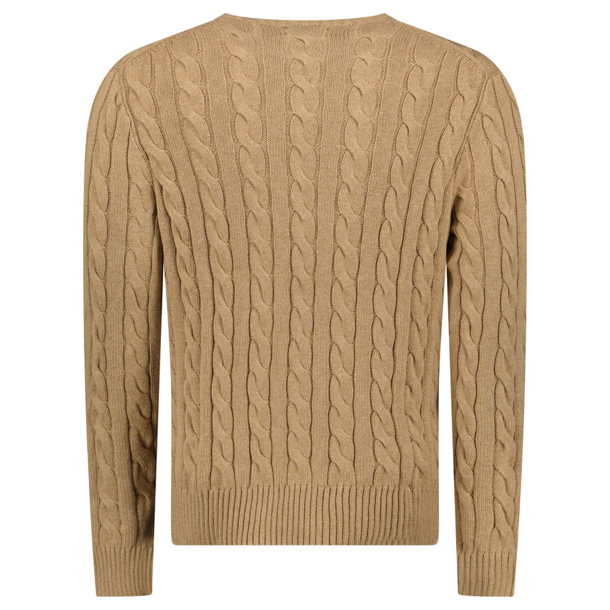 Polo Ralph Lauren Cotton Cable-Knit Logo Sweater in Brown