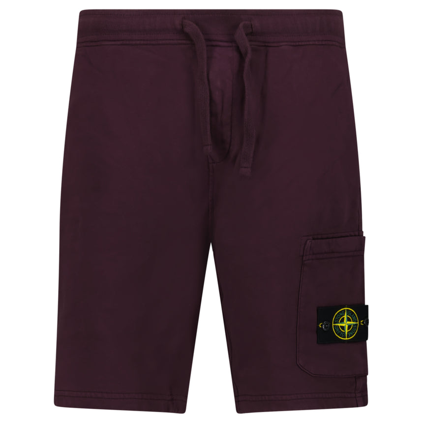 Stone Island Organic Cotton Fleece Jogger Shorts in Amaranth Red
