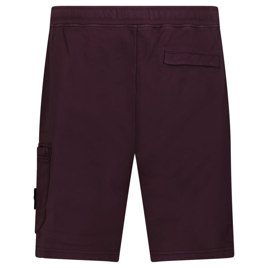 Stone Island Organic Cotton Fleece Jogger Shorts in Amaranth Red