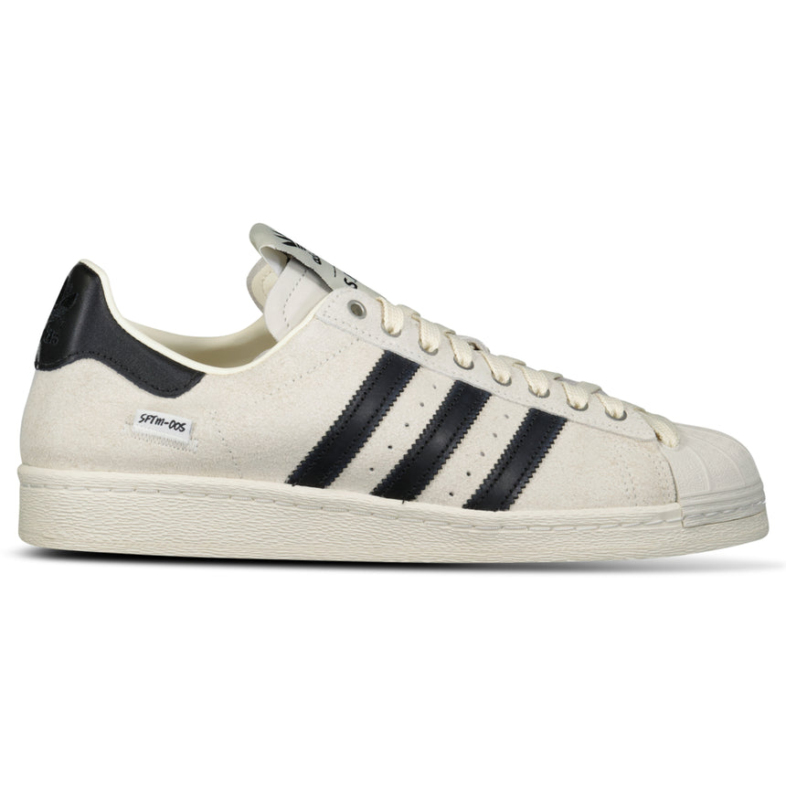 Adidas x SFTM Superstar Trainers in Beige/Black/White