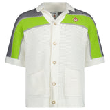 Casablanca Green and White Tennis Stripe Crochet Short Sleeve Shirt