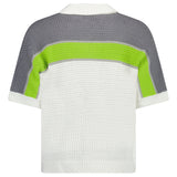 Casablanca Green and White Tennis Stripe Crochet Short Sleeve Shirt