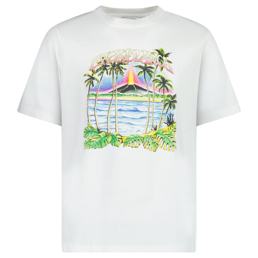 Casablanca Volcano Graphic Print T-Shirt in White