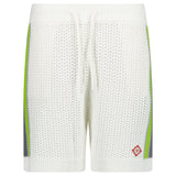 Casablanca Stripe Crochet Shorts in White and Green