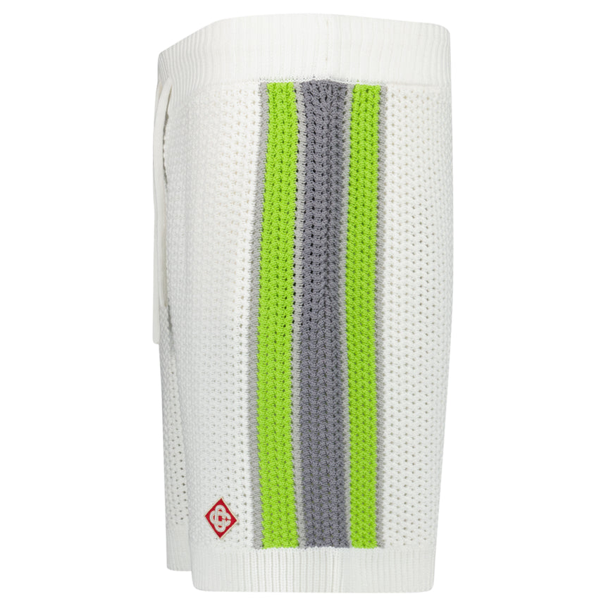 Casablanca Stripe Crochet Shorts in White and Green