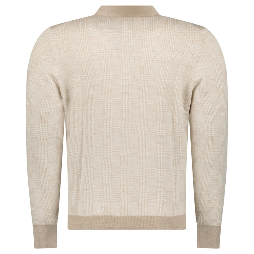 Gran Sasso Checked Wool and Silk Knitted Jumper in Light Beige