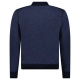 Gran Sasso Salt and Pepper Stitch Full-Zip Cardigan in Navy