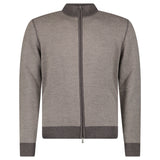 Gran Sasso Salt and Pepper Stitch Full-Zip Cardigan in Brown