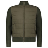 Gran Sasso Quilted Panel Cardigan in Khaki Green