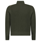 Gran Sasso Quilted Panel Cardigan in Khaki Green