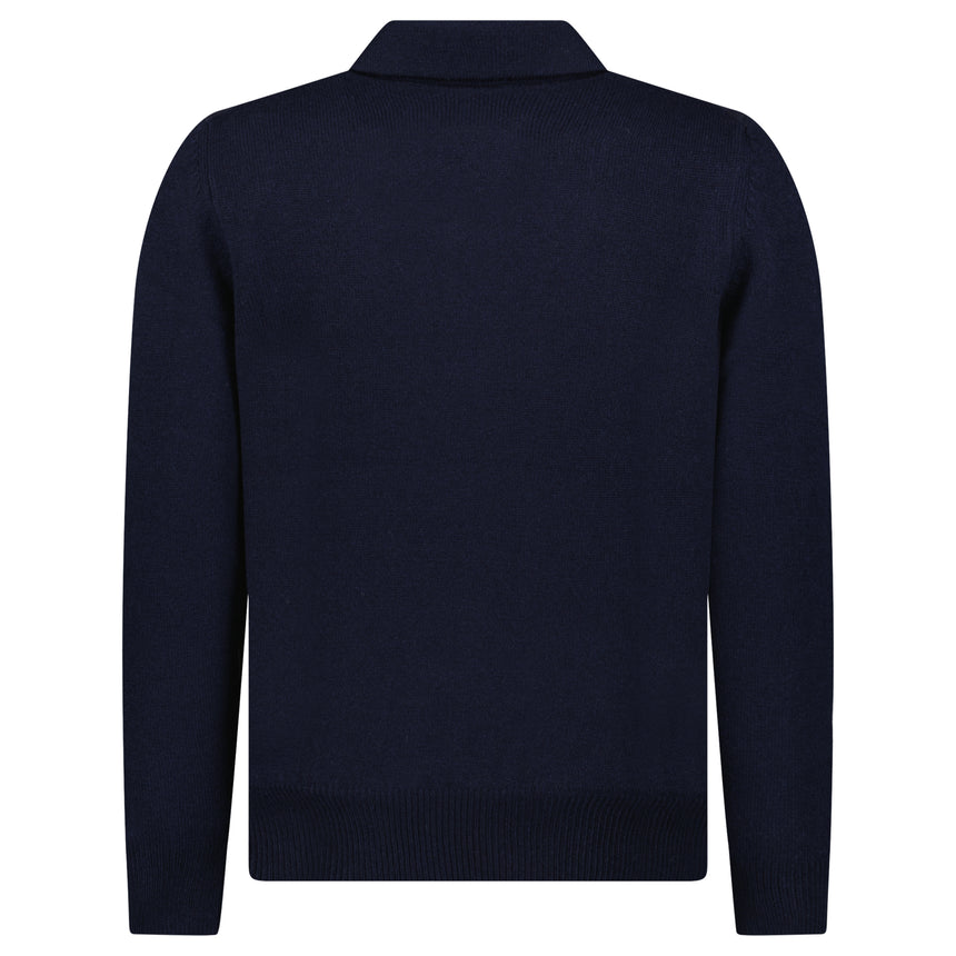 Gran Sasso Alcantara and Organic Cotton Button-Up Hybrid Jacket in Navy Blue