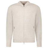 Gran Sasso Super Geelong Wool and Cashmere Full-Zip Cardigan in Beige
