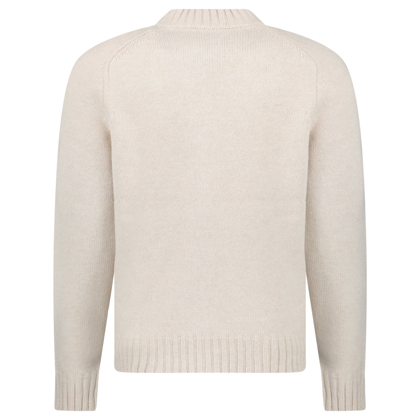 Gran Sasso Super Geelong Wool and Cashmere Full-Zip Cardigan in Beige