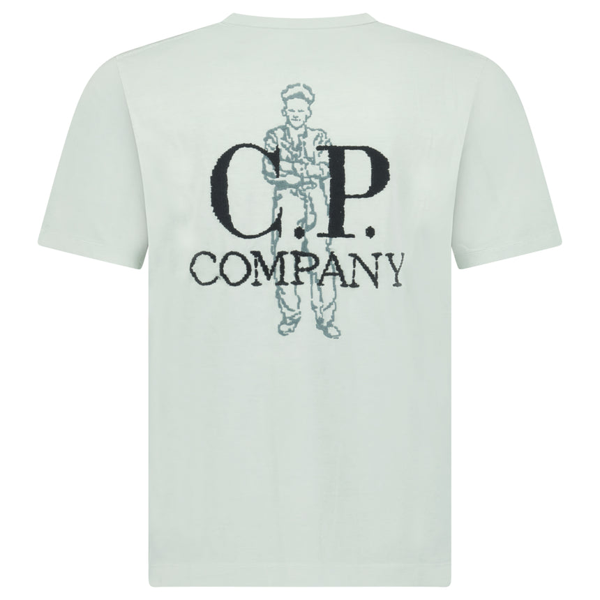 CP Company 30/1 Jersey Mini British Sailor Centred Logo T-Shirt in Misty Blue