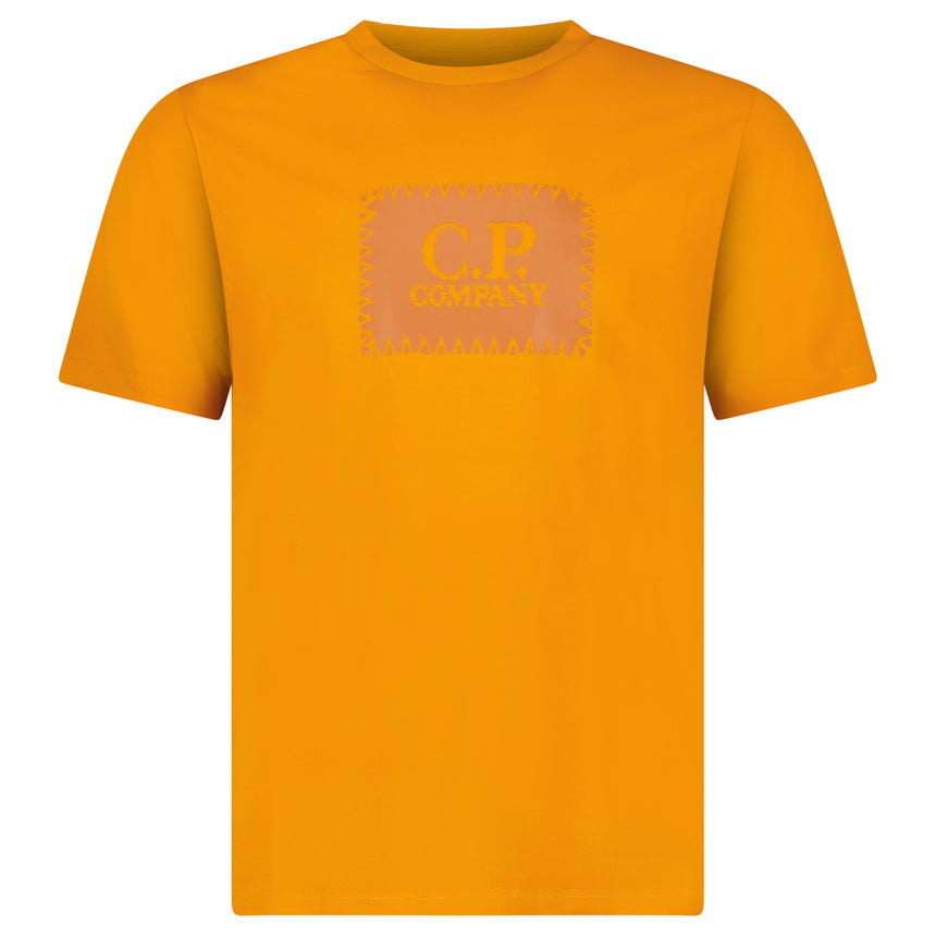 CP Company 30/1 Jersey Stitch Block Logo T-Shirt in Orange