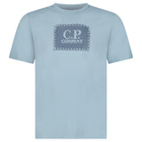 CP Company 30/1 Jersey Stitch Block Logo T-Shirt in Silver Blue