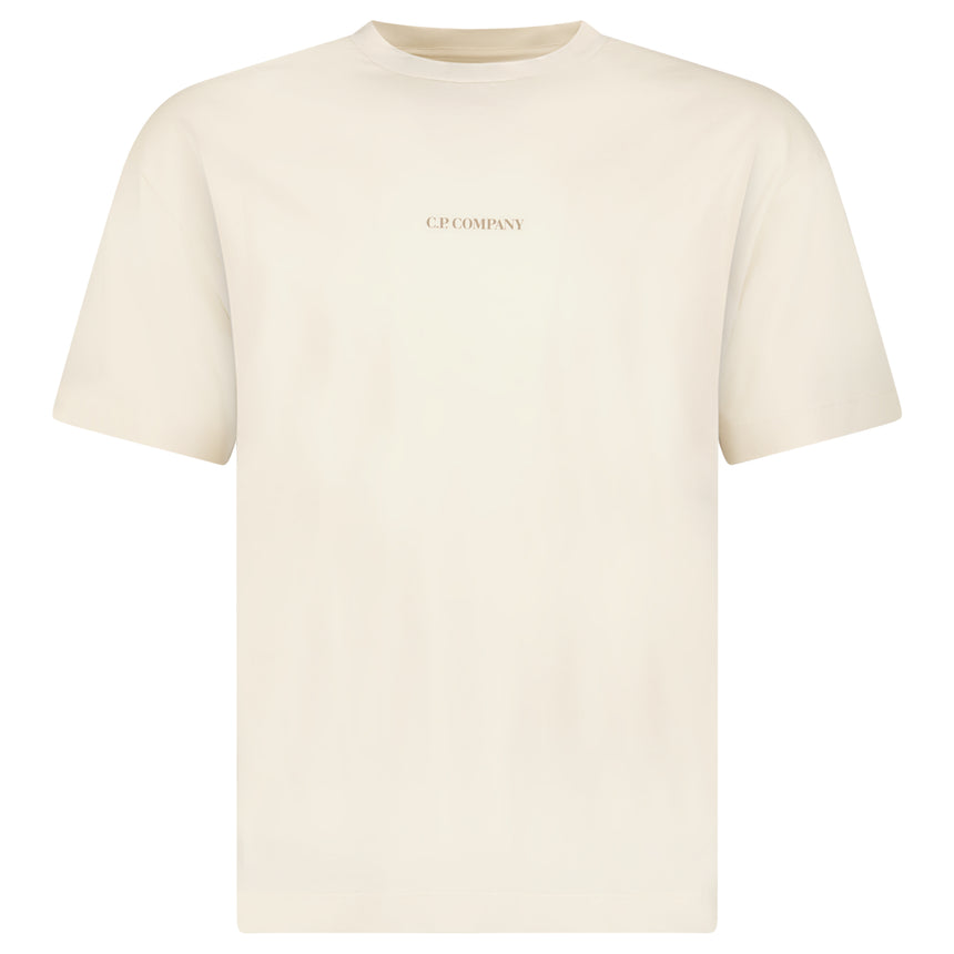 CP Company 30/1 Jersey Short Sleeve Logo T-Shirt in Frozen Dew Beige