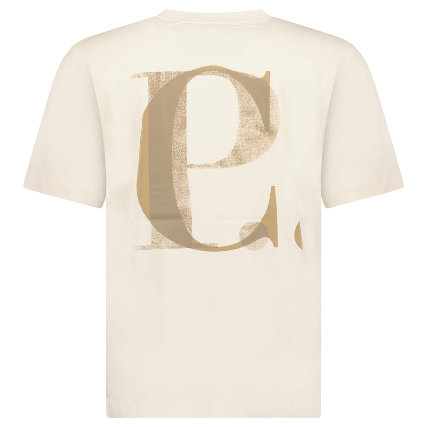 CP Company 30/1 Jersey Short Sleeve Logo T-Shirt in Frozen Dew Beige