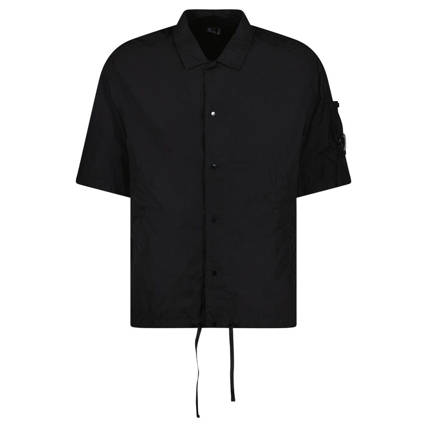 CP Company Chrome-R Short Sleeve Lens Overshirt in Black