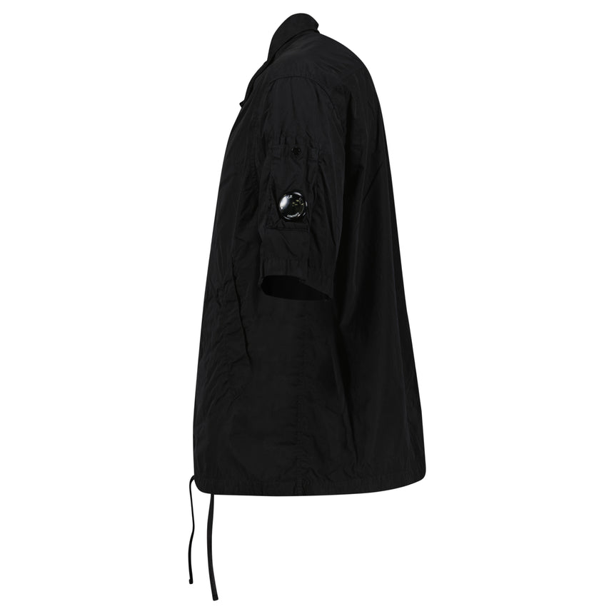 CP Company Chrome-R Short Sleeve Lens Overshirt in Black