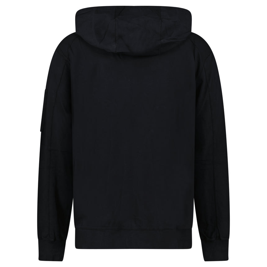 CP Company Light Fleece Zip Hooded Lens Sweatshirt in Black