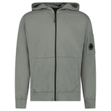 CP Company Light Fleece Zip Hooded Lens Sweatshirt in Gunmetal Grey