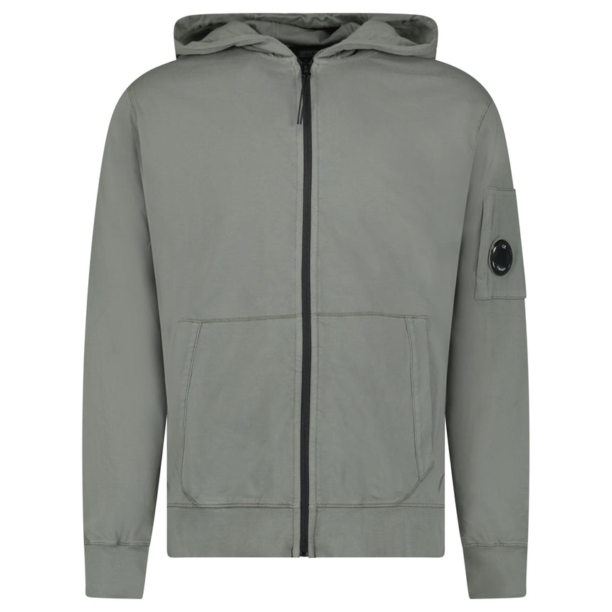 CP Company Light Fleece Zip Hooded Lens Sweatshirt in Gunmetal Grey