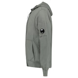 CP Company Light Fleece Zip Hooded Lens Sweatshirt in Gunmetal Grey