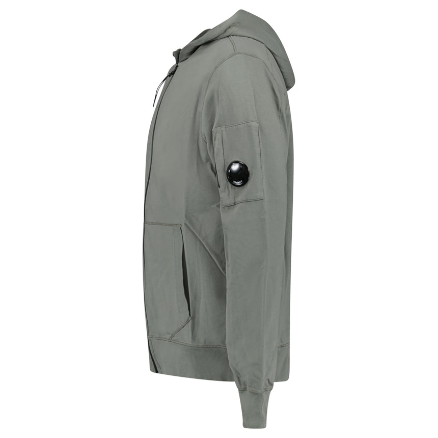 CP Company Light Fleece Zip Hooded Lens Sweatshirt in Gunmetal Grey