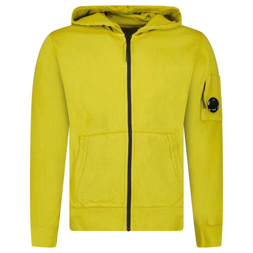 CP Company Light Fleece Zip Hooded Lens Sweatshirt in Antique Moss Green