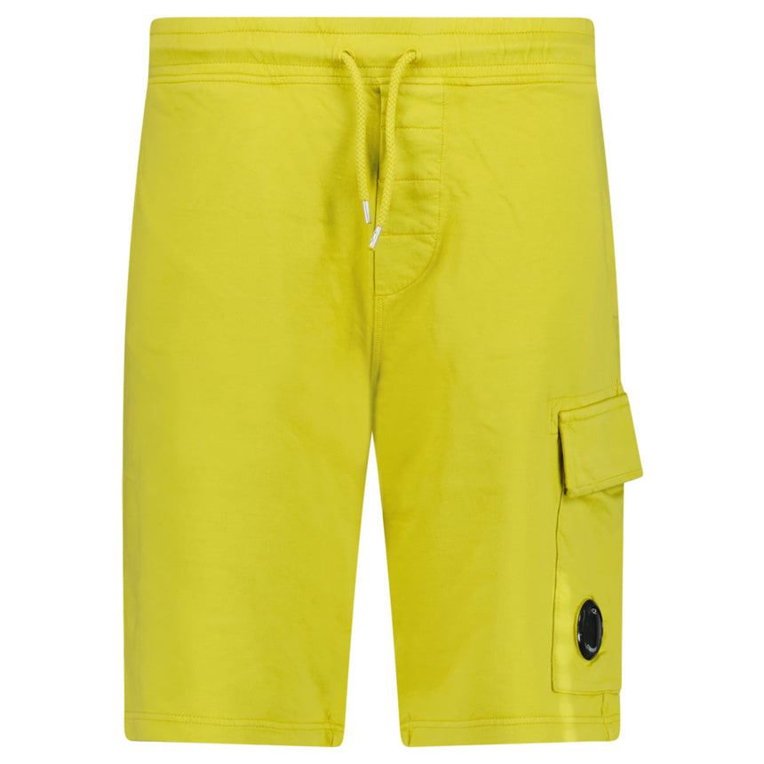 CP Company Light Fleece Cargo Lens Shorts in Antique Moss Green