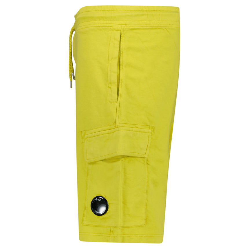 CP Company Light Fleece Cargo Lens Shorts in Antique Moss Green