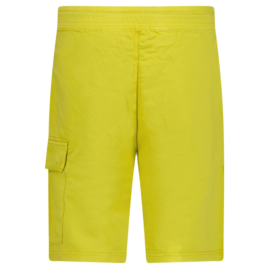 CP Company Light Fleece Cargo Lens Shorts in Antique Moss Green