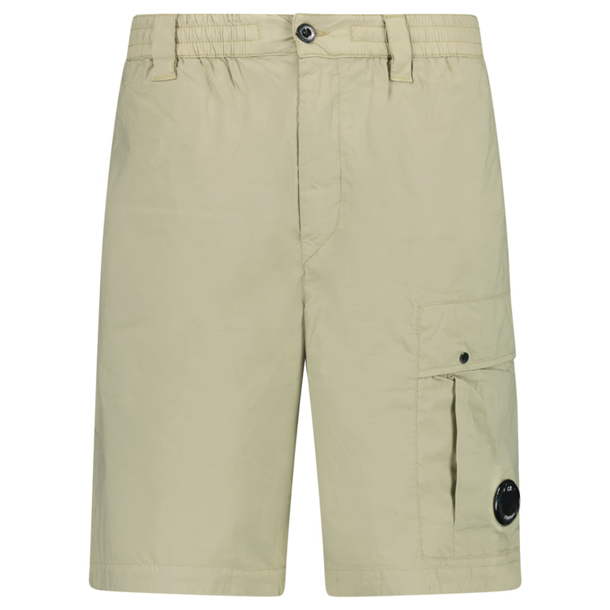 CP Company 50 Fili Stretch Loose Lens Cargo Shorts in Moss Beige