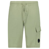CP Company Light Fleece Cargo Lens Shorts in Moss Green