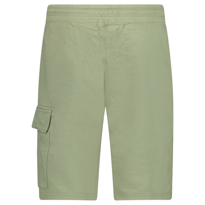 CP Company Light Fleece Cargo Lens Shorts in Moss Green