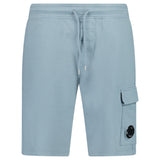 CP Company Light Fleece Cargo Lens Shorts in Silver Blue