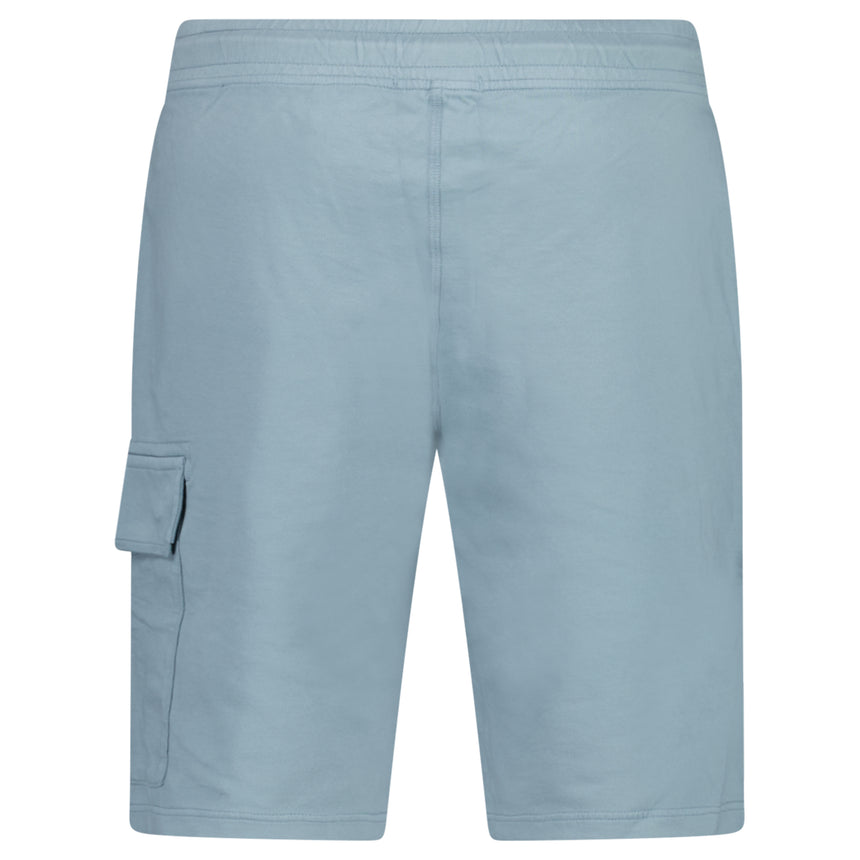 CP Company Light Fleece Cargo Lens Shorts in Silver Blue