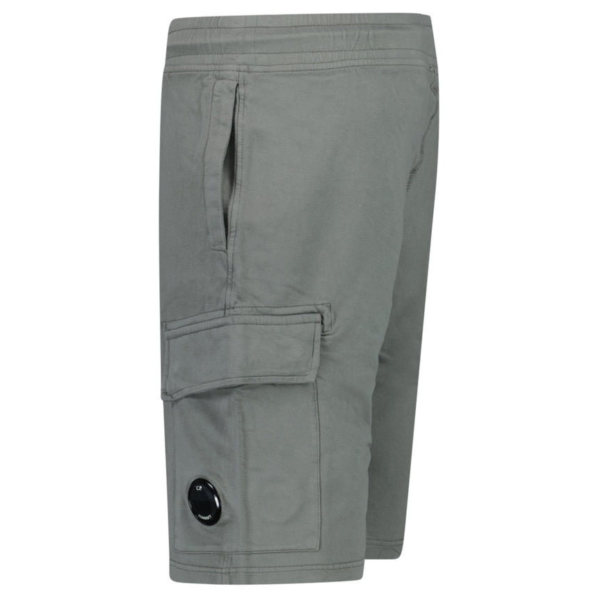 CP Company Light Fleece Cargo Lens Shorts in Gunmetal Grey