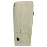 CP Company 50 Fili Stretch Loose Lens Cargo Shorts in Moss Beige