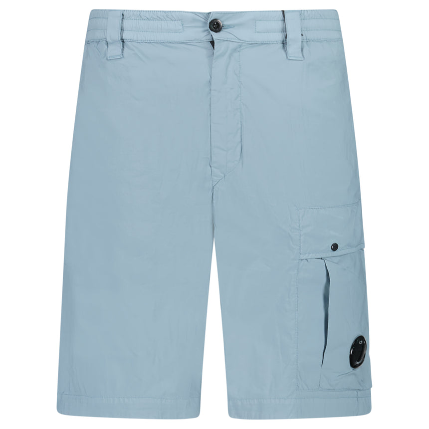 CP Company 50 Fili Stretch Loose Lens Cargo Shorts in Silver Blue