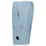 CP Company 50 Fili Stretch Loose Lens Cargo Shorts in Silver Blue