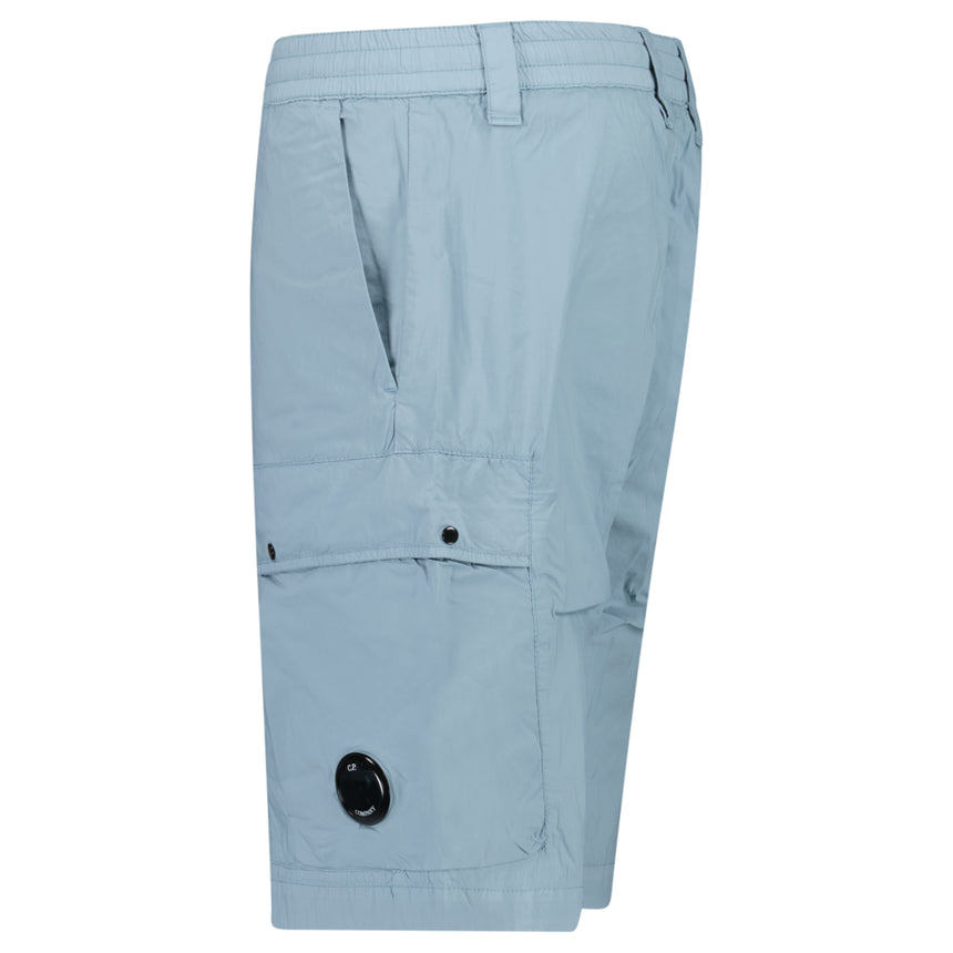 CP Company 50 Fili Stretch Loose Lens Cargo Shorts in Silver Blue