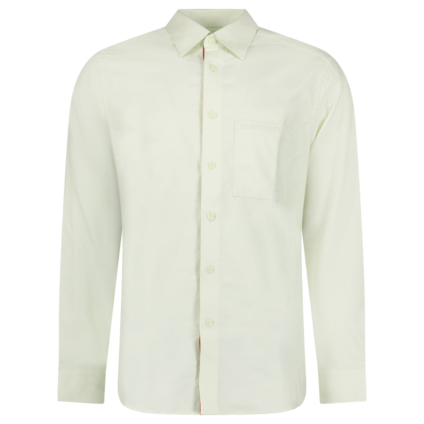 Burberry Claverdon Plain Long-Sleeved Poplin Shirt in Pistachio Green