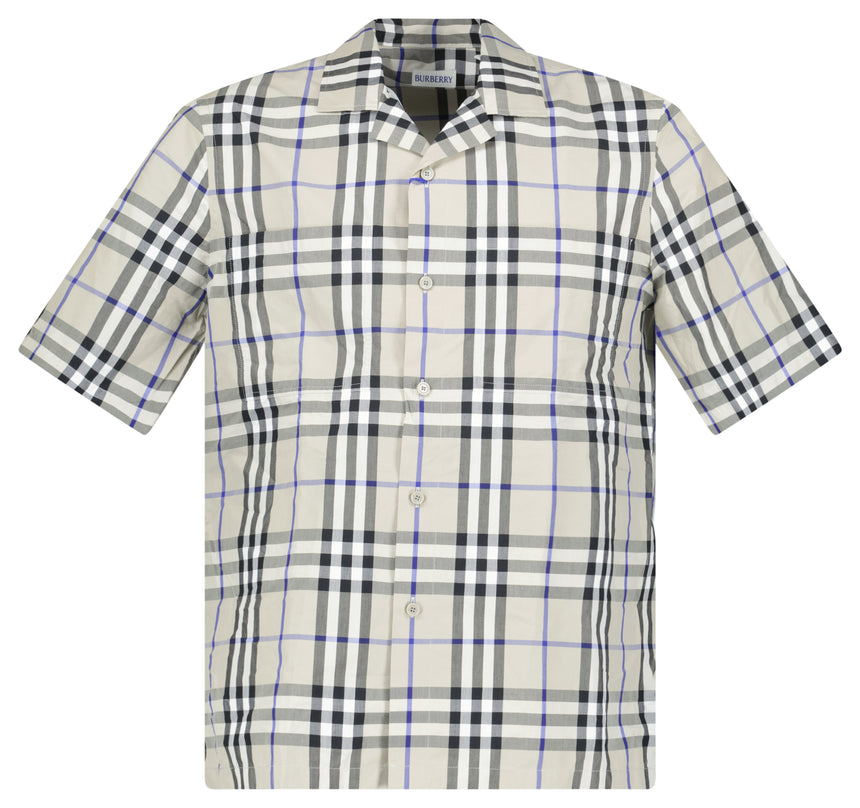 Burberry Elio Check Short-Sleeved Cotton Shirt in Lichen