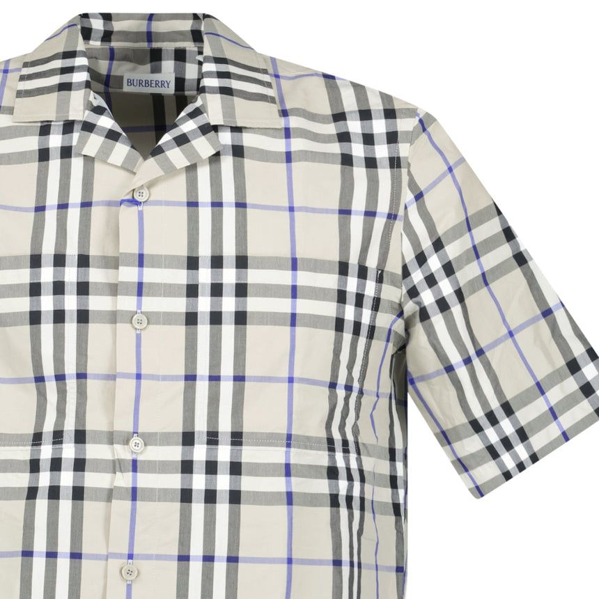Burberry Elio Check Short-Sleeved Cotton Shirt in Lichen