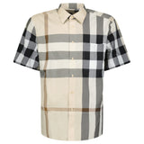 Burberry Claverdon Short-Sleeved Check Stretch Cotton Shirt in Modern Beige