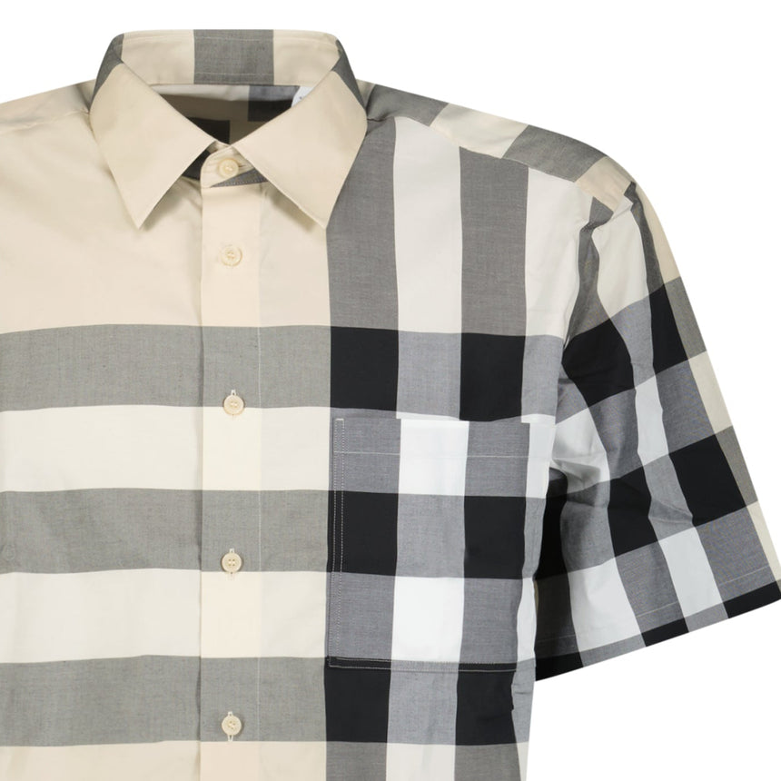 Burberry Claverdon Short-Sleeved Check Stretch Cotton Shirt in Modern Beige