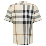 Burberry Claverdon Short-Sleeved Check Stretch Cotton Shirt in Modern Beige